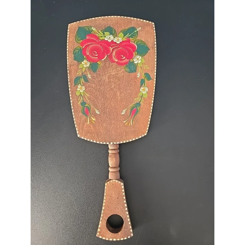 Vintage Handpainted Wood Paddle Decorative‎ Cutting Board Wall Art Floral